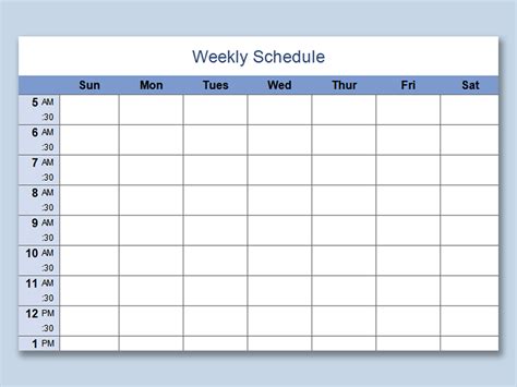 Excel Of Weekly Schedulexlsx Wps Free Templates