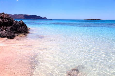 Pink Sand Beach Elafonisi Crete Island Greece Stock Image Image Of