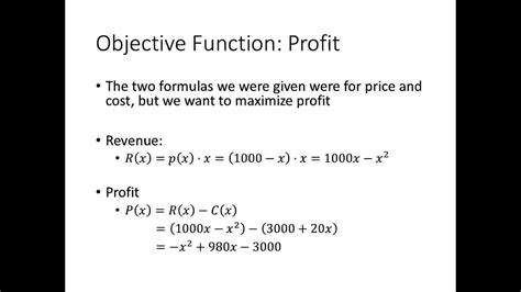 It includes the additional costs of goods sold, direct labor, and other variable costs that increase with production levels. Calculus: Maximizing Profit - YouTube