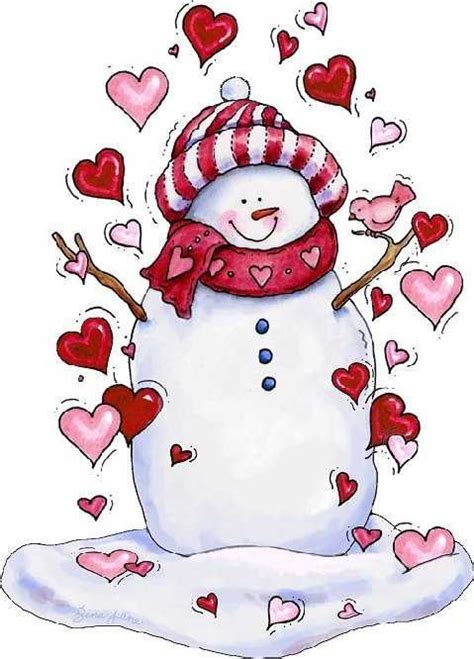 Snow Hearts Snowman Clipart Valentine Snowman Crafts