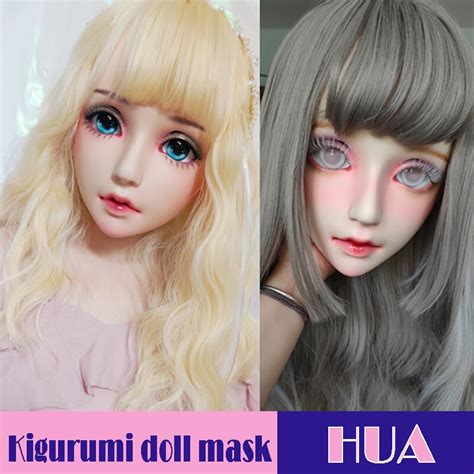 Huafemale Sweet Girl Resin Half Head Kigurumi Mask With Bjd Eyes