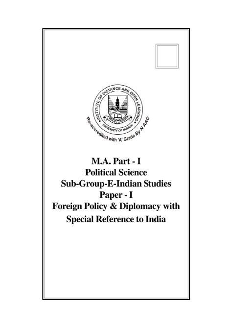 Pdf Foreign Policy Anddiplomacy With Special Reference To India