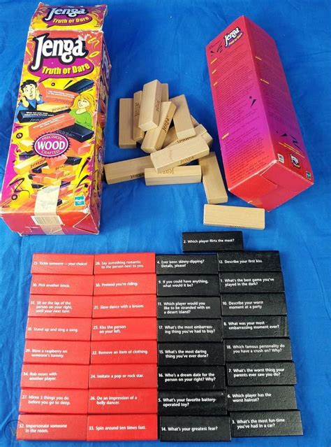 Jenga Truth Or Dare Adult Party Game Precision Wood Crafted Hasbro