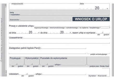 Druk Offsetowy Michalczyk I Prokop Wniosek O Urlop A6 40k 515 5