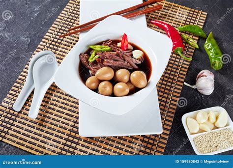 Korean Dish Jangjorim Beef Braised In Soy Sauce Stock Image Image
