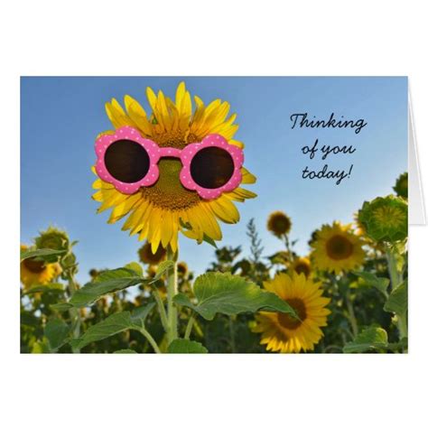 The inspirational quotes can encourage people to learn, reflect, and move forward in god's love and path. Sunflower thinking of you card | Zazzle