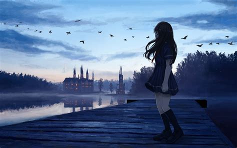 Adorable wallpapers > anime > 1440×900 anime wallpapers (54 wallpapers). Download 1440x900 Wallpaper Sunset, Anime Girl, Dock, Reflections, Original, Widescreen 16:10 ...