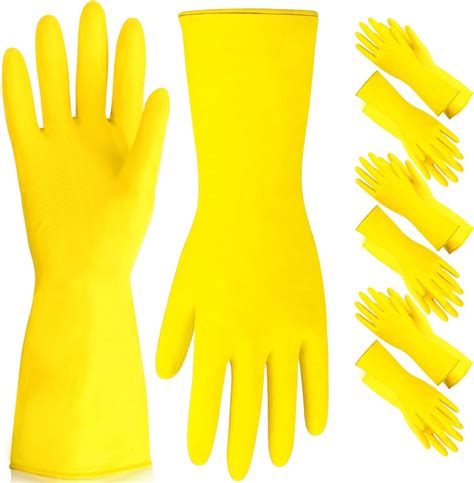 Pairs Dishwashing Gloves Inches Large Rubber Gloves Yellow Flock Lined Heavy Duty