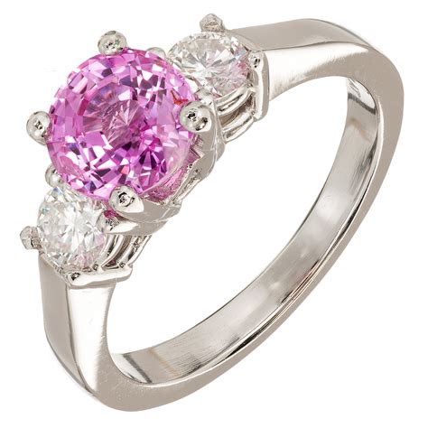 Vintage Hot Pink Genuine Sapphire 179ct Engagement Ring Platinum