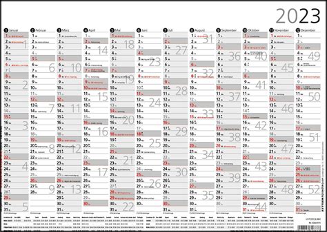 Plakatkalender 12 Monate 2023 42x297 Cm Gerollt Mit Arbeitstage