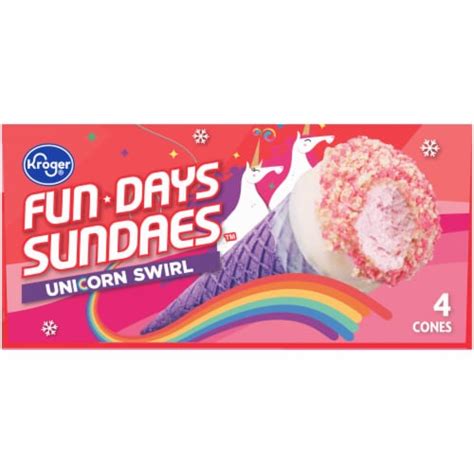 Kroger Fun Days Sundaes Unicorn Swirl Sundae Cones 4 Ct Food 4 Less