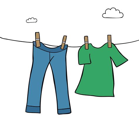 Cartoon Vector Illustration Of Hang Laundry Jeans And T Shirt 2370540