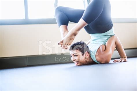 Scorpion Pose Yoga Woman Stock Photos