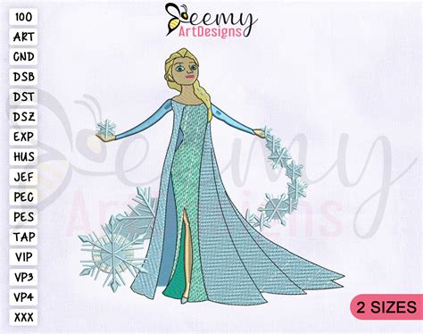 Disney Princess Elsa Embroidery Design 4x4 And 5x7 Hoop Etsy Australia