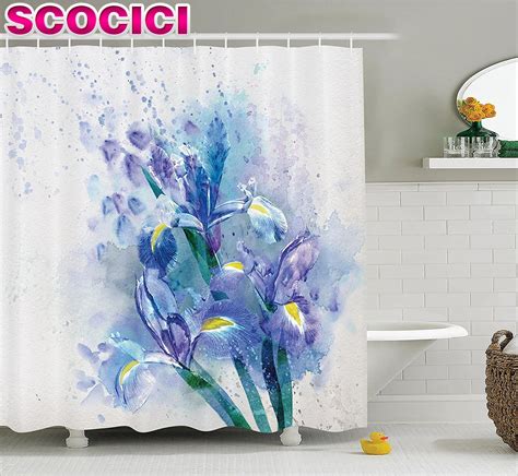 Watercolor Flower Decor Shower Curtain Set Floral Background With