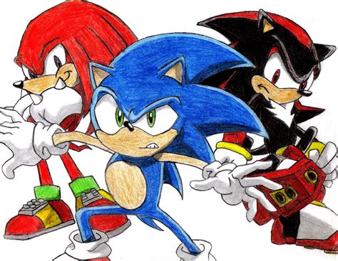 Knuckles Sonic And Shadow By Wolfdragon16 On Deviantart