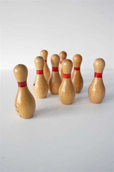Set Of Miniature Wooden Bowling Pins Vintage By Mightyfinds