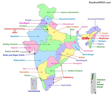 Union Territories Of India Map Map
