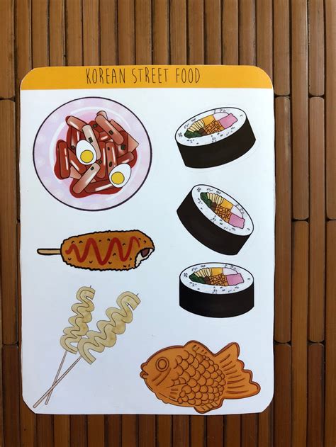 Korean Street Food Sticker Sheet Etsy