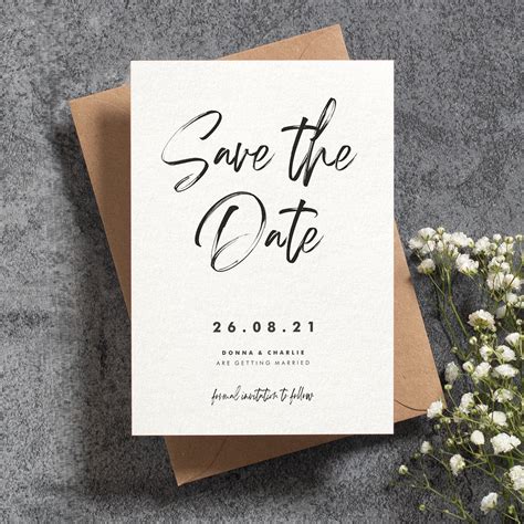Save The Date Simple Save The Date Personalised Save The Etsy