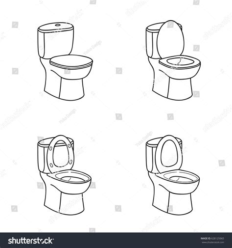 Vektor Stok Toilet Sketsa Tanda Toilet Bowl Dengan Tanpa Royalti Shutterstock