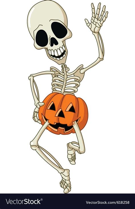 Happy Skeleton Vector Image On Vectorstock Halloween Cartoons