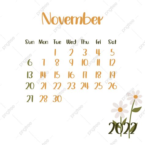 Calendar November Vector Png Images Calendar Of November 2022 Png