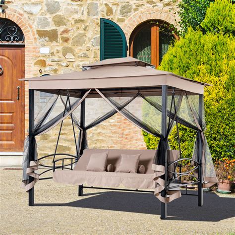 Hampton bay statesville 3 person padded sling outdoor. Outsunny 3 Person Outdoor Patio Daybed Canopy Gazebo Swing ...