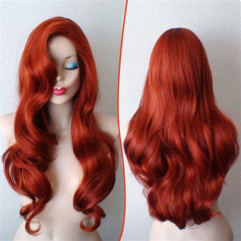 Long Wavy Synthetic Copper Red Hair Wig For Women Jessica Cosplay Wigs Red Wigs Dyed Red Hair