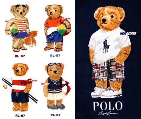 Nwt Polo Ralph Lauren Beach Towel Polo Bear Edition 35w X 66l Cotton Ebay