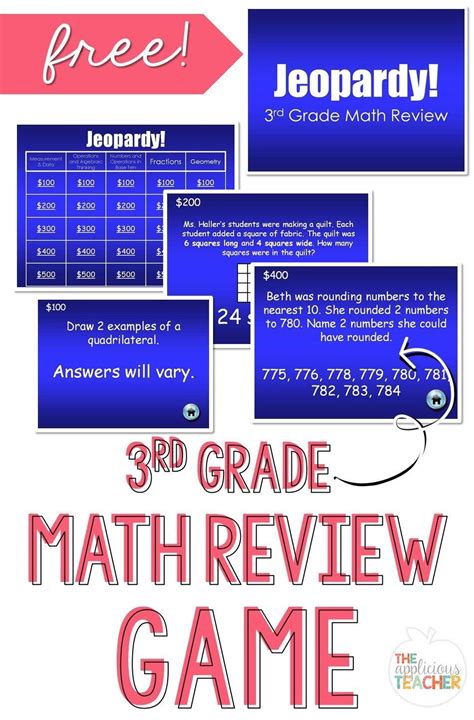 Math Review Jeopardy Powerpoint Game Love This Review Game For 3rd
