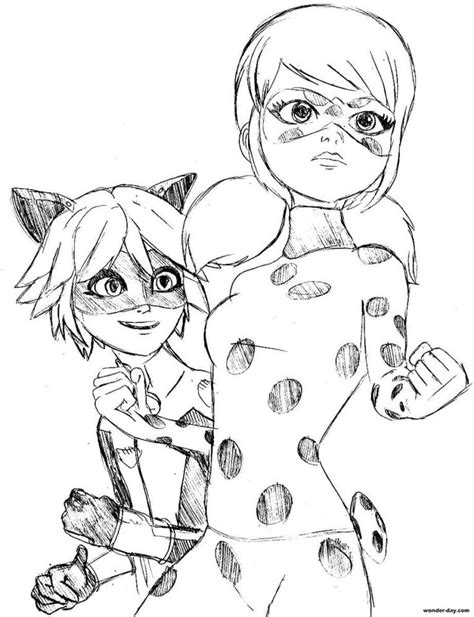 Ladybug Girl And Cat Noir Coloring Pages