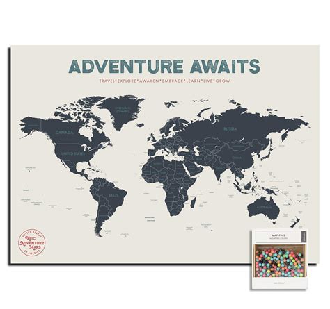 Buy Epic Adventure S Push Pin World 24 X 17 World Travel Marks Your