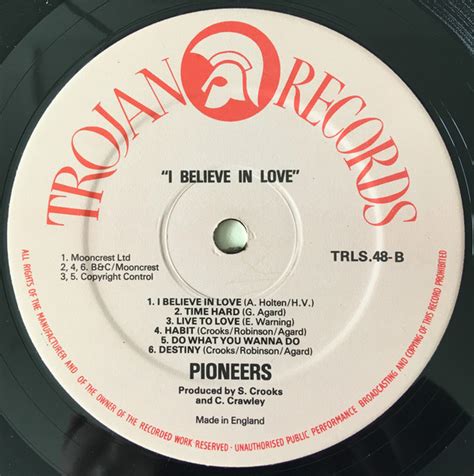 The Pioneers I Believe In Love 1972 Vinyl Discogs