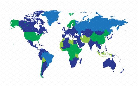 World Map Borders Blue And Green Custom Designed Graphics Creative