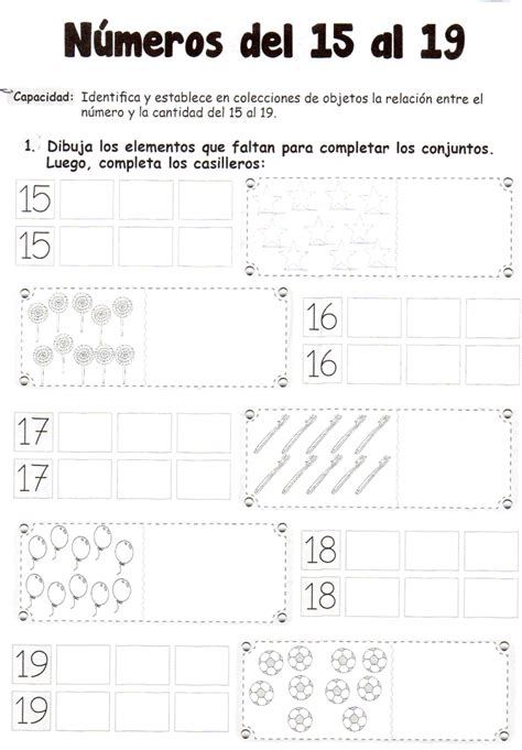 Números Del 15 Al 19 Cinco Años Kids Math Worksheets Preschool
