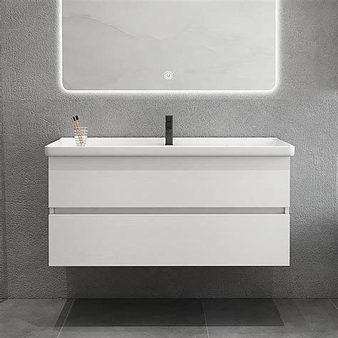 323 White Floating Bathroom Vanity With Integral Ceramic Sink With 2