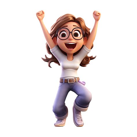 3d Happy Cartoon Girl On Transparent Background 24346425 Png