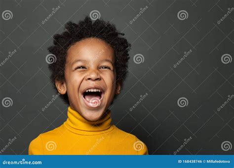 Little Boy Black Child Laughing Closeup Portrait Stock Photo Image