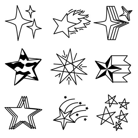 Star Line Drawing Vector Hd Png Images Line Drawing Stars Set