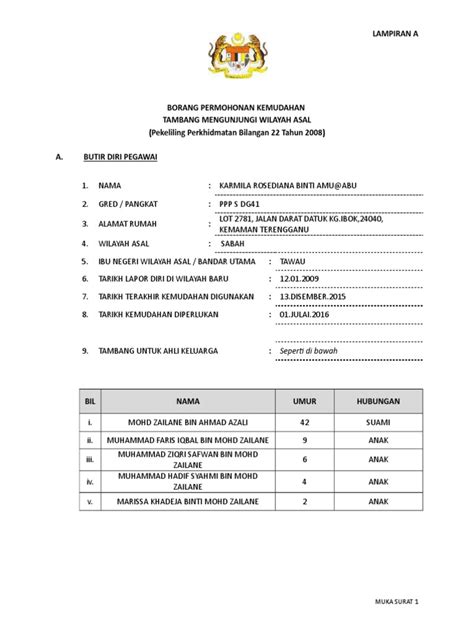 Memperbaiki kemudahan penyelidikan, perancangan dan perlaksanaan bagi mencapai objektif di atas. Borang Mengunjungi Wilayah Asal Word