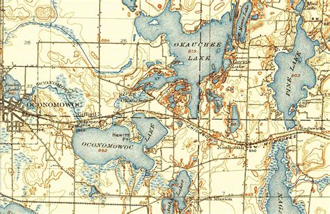 1909 Map Of Oconomowoc Wisconsin Lakes And Watertown Etsy Uk