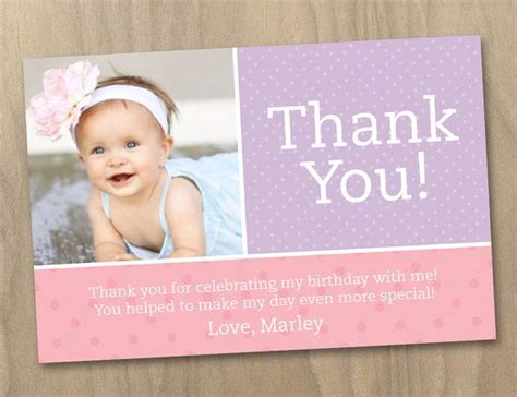 Thank You Photo Card Baby Girl First 1st Por Designandlife En Etsy