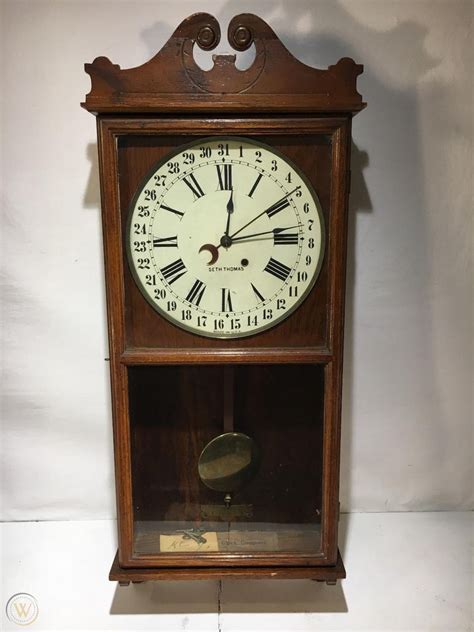 1800s Antique Seth Thomas Wall Clock Winding Key Pre Regulator Wind Up