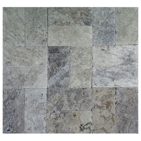 Silver Tumbled Travertine Pavers 6x12 - Natural Stone Pavers