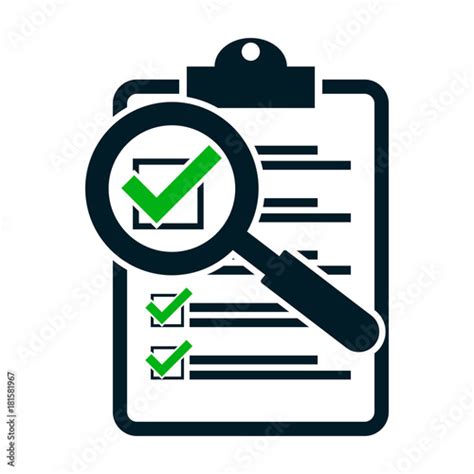 Checklist Magnifying Assessment Flat Design Icon Stock