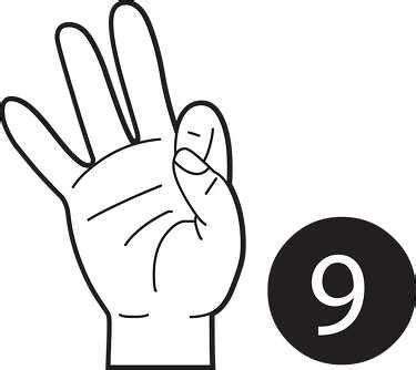 American Sign Language Clipart Sign Language Number 9 Outline