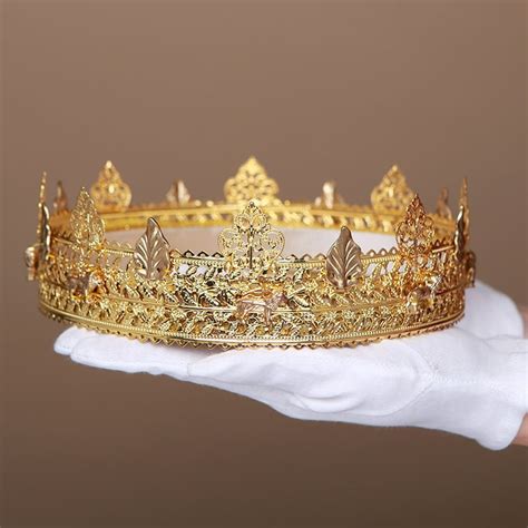 Gold Mens Leaves Crown King Crown Gold Crown Male Etsy