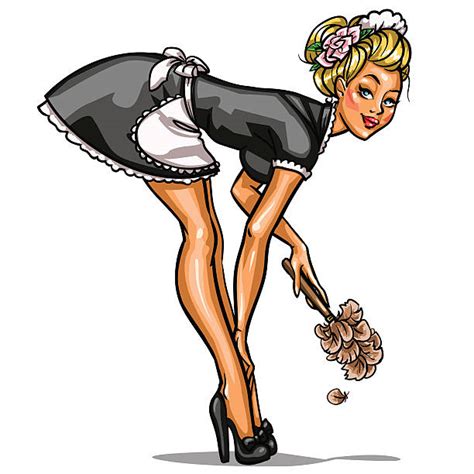 Royalty Free Sexy Maid Cleaning House Clip Art Vector Images