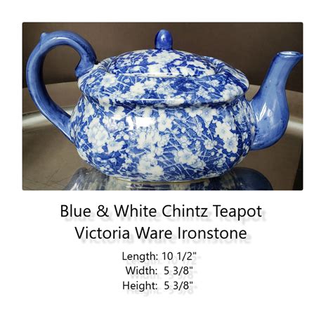 Victoria Ware Ironstone Blue & White Chintz Tea Pot Teapot | Etsy